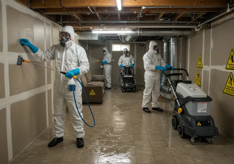 Basement Moisture Removal and Structural Drying process in East Liverpool, OH